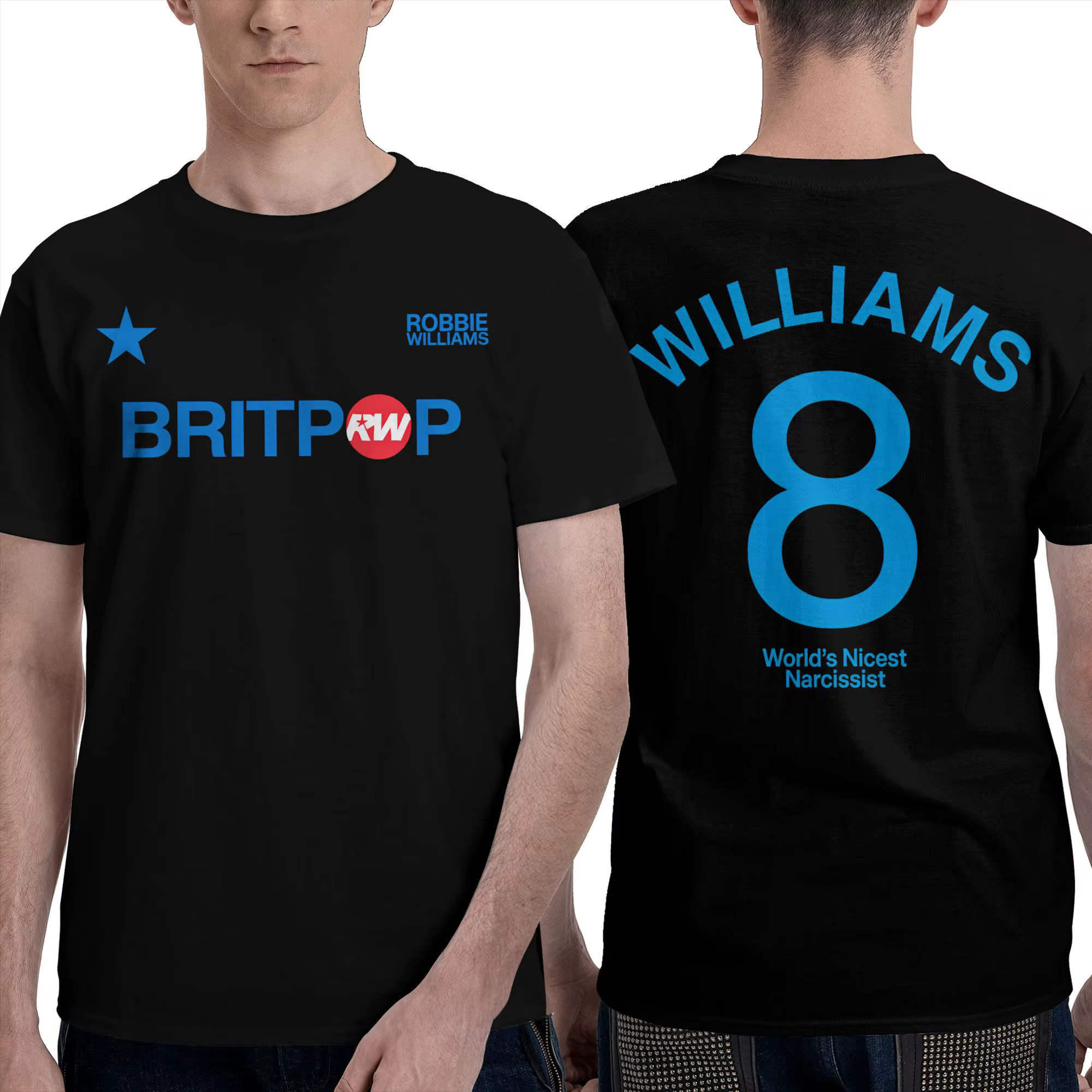 Drôle Robbie Williams Britpop Tour 2025 T-Shirts pour hommes col rond 100% coton t-shirt à manches c