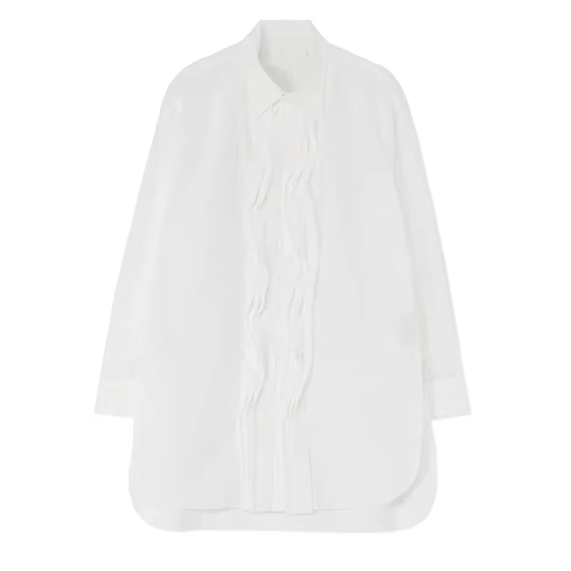 FANTASTION chemise de smoking d'inspiration vintage avec ruban plissé détail chemisier surdimensionn