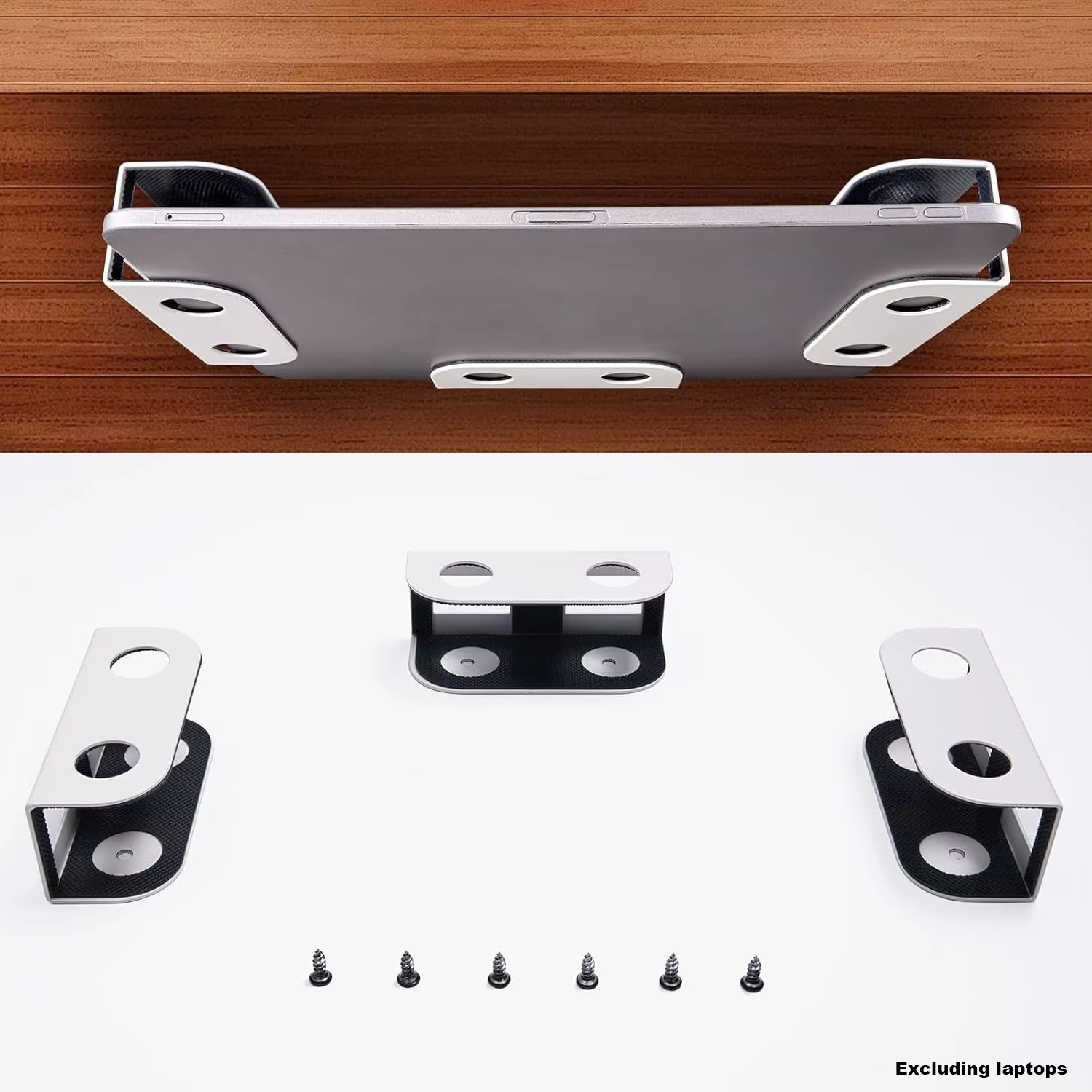 Support pour ordinateur portable sous le bureau, support d'étagère sous le bureau en métal pour ordi