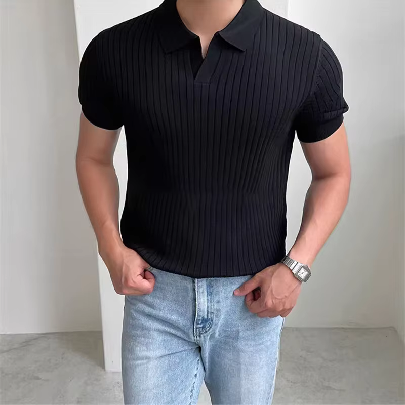 Polo de golf slim fit pour homme 2026 – T-shirt d'été sportif et décontracté à col ouvert, séchage r