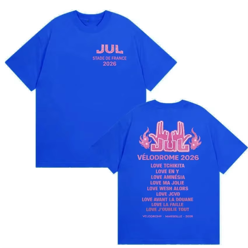 T-shirt à manches courtes pour homme, tendance et décontracté, thème Rap King Jul de Marseille, coll