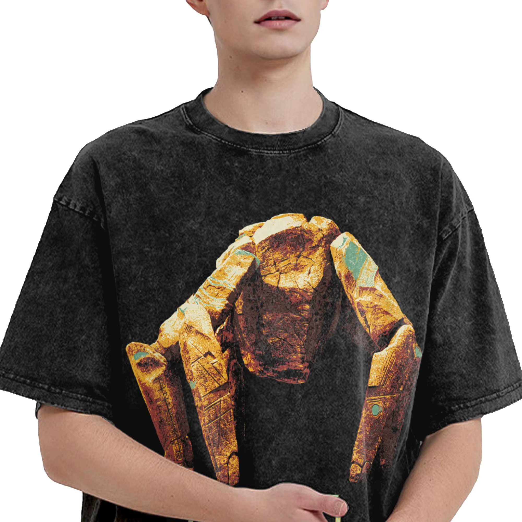 Men Project Hail Mary Rocky The Alien Distressed Portrait T-shirts, vêtements de plage, t-shirt