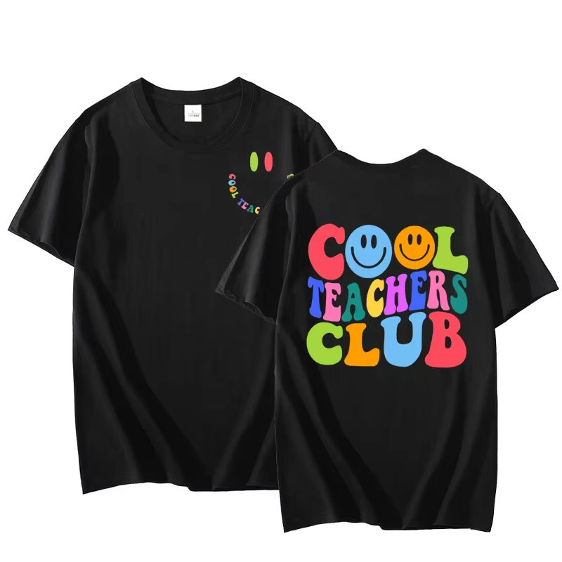 T-shirt manches courtes femme, estival et décontracté, en coton, style rétro et humoristique