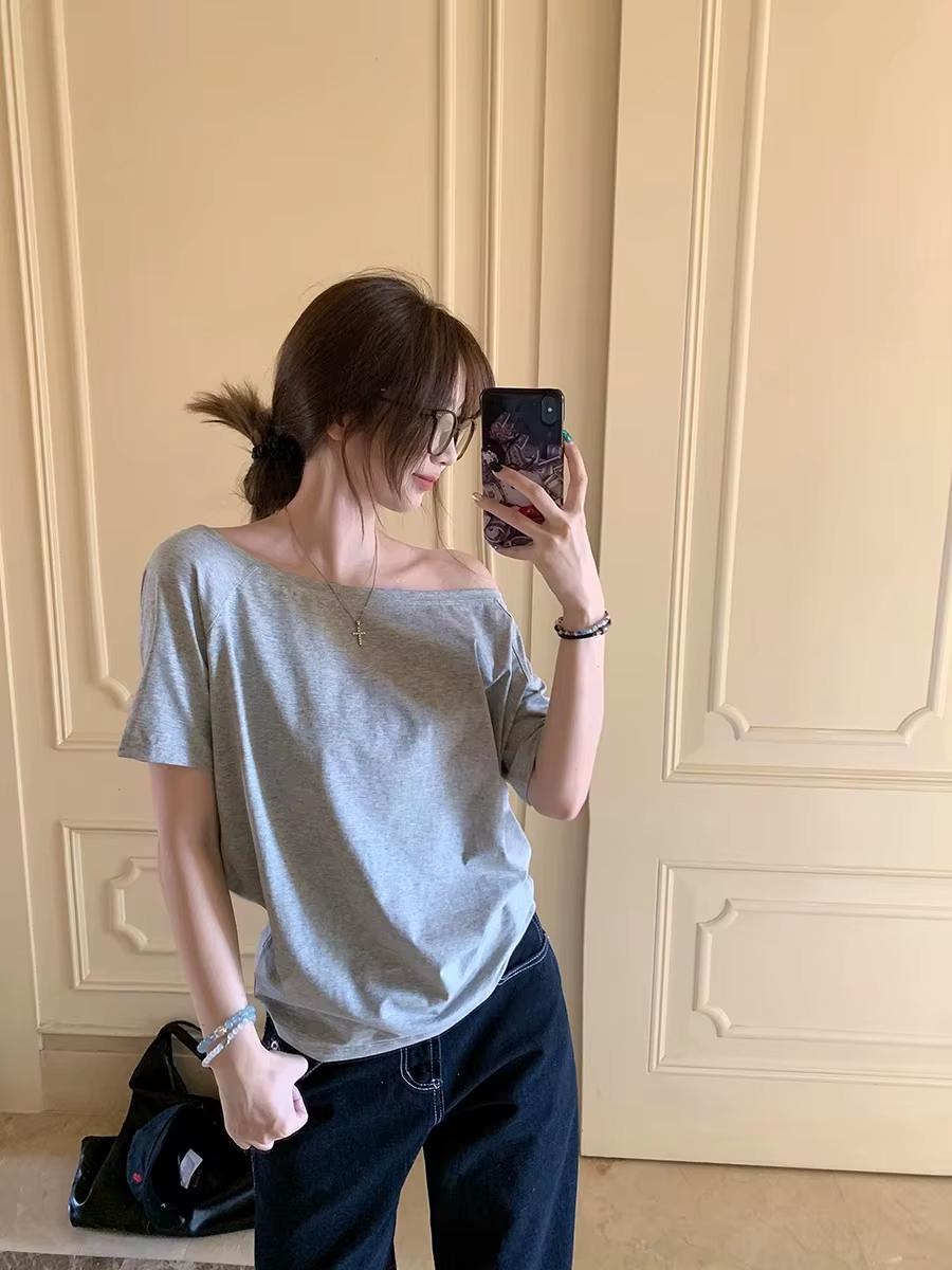 T-shirts femmes solide Simple été décontracté Cleanfit à manches courtes tout-match jeunes filles St
