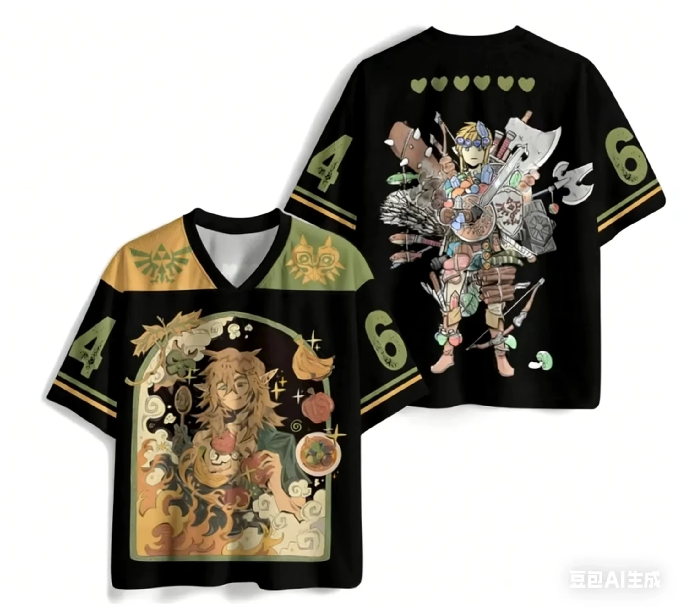 T-shirt pour enfants The Legend of Zelda Link Zelda, imprimé en 3D, col en V, manches courtes, décon
