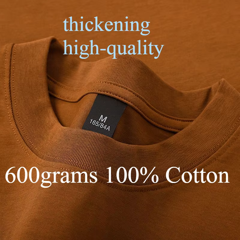 600 grammes 100% coton hommes surdimensionné lourd t-shirt été femmes à manches courtes haut décontr