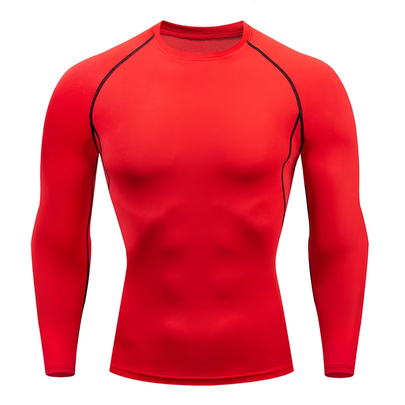 T-shirt moulant à manches longues pour homme, séchage rapide, essentiel, sport, course à pied, fitne