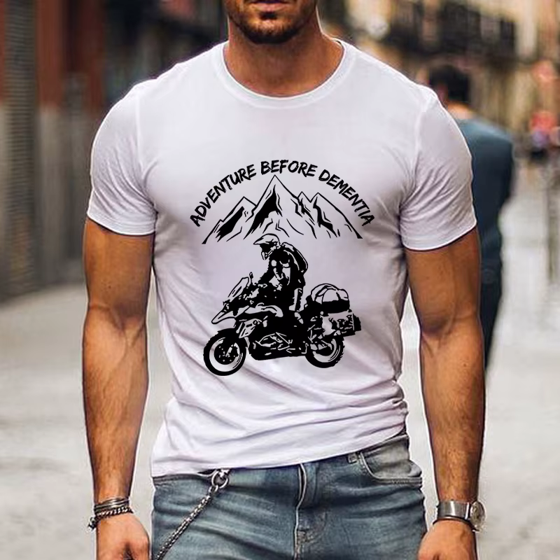 Adventure avant la démence chemises pour hommes drôle montagne aventure moto T-shirts Harajuku mode 
