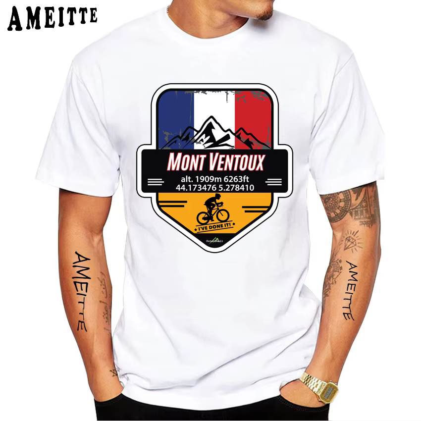 Col du Tourmalet Cyclisme : J'ai fait ça ! T-Shirt d'été à manches courtes pour hommes, blanc, décon