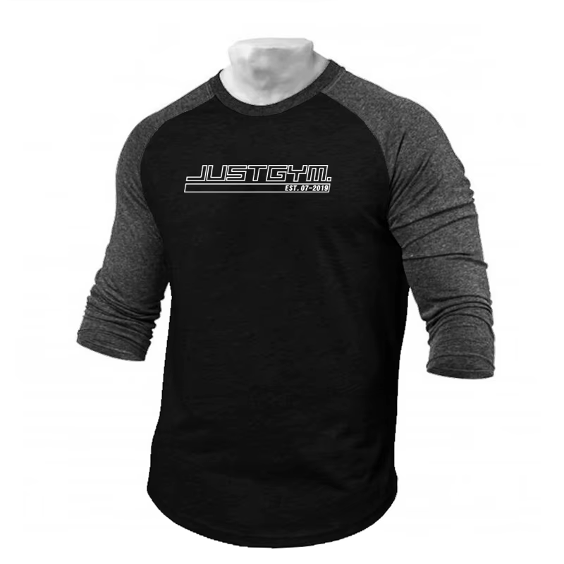 T-shirt de sport à manches trois-quarts pour hommes, vêtements de sport de marque, t-shirt de course