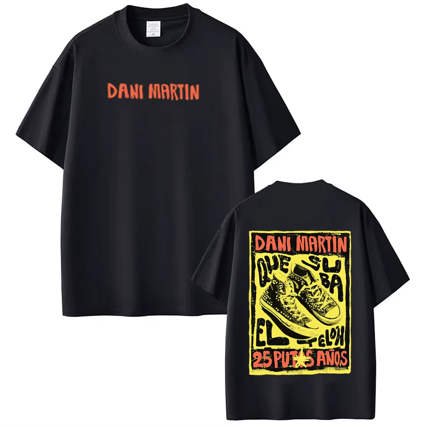 T-shirt graphique Singer Dani Martín 2026 Tour pour hommes et femmes, style hip-hop, en coton, coupe