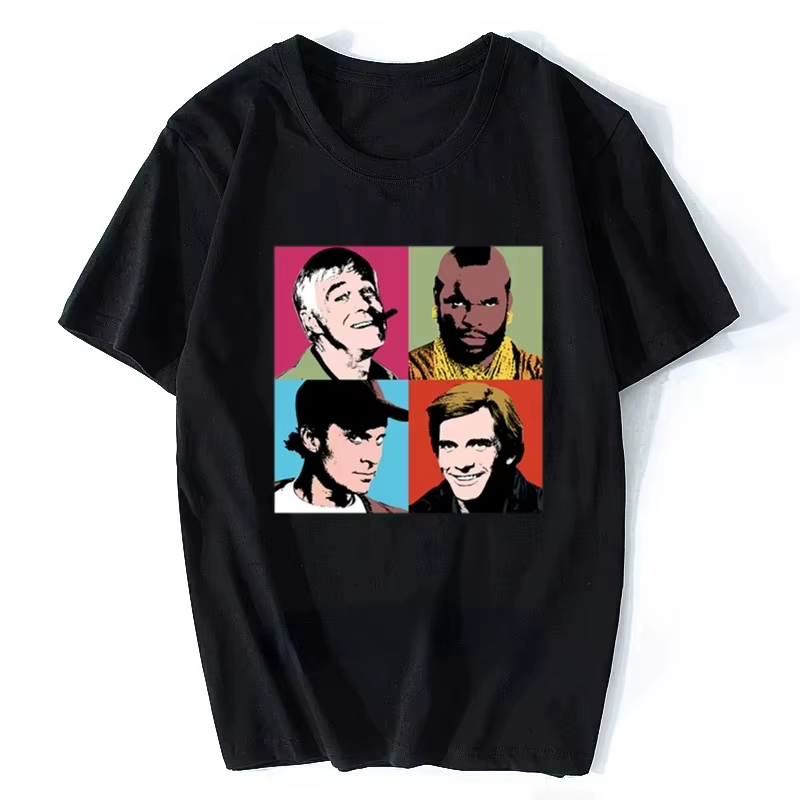 T-shirt de la équipe A-Warhol, série The A Team, parodie graphique, t-shirt drôle Harajuku surdimens