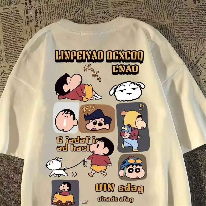Crayo.n Littl.e nouveau T-shirt en coton imprimé Anime japonais Style mignon T-shirt à manches court