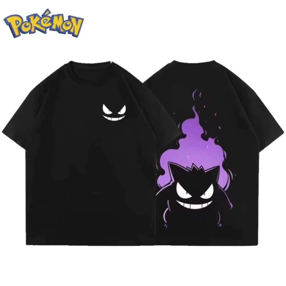 T-shirt imprimé Pokémon Anime Gengar pour hommes et femmes, hauts pour hommes, Harajuku Y2K, Streetw
