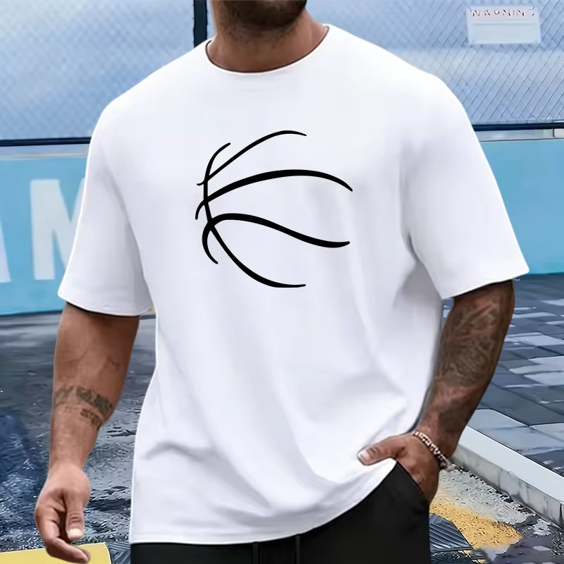 Ensemble pour homme à motif de basket-ball, t-shirts à col rond et shorts de sport, tenue décontract