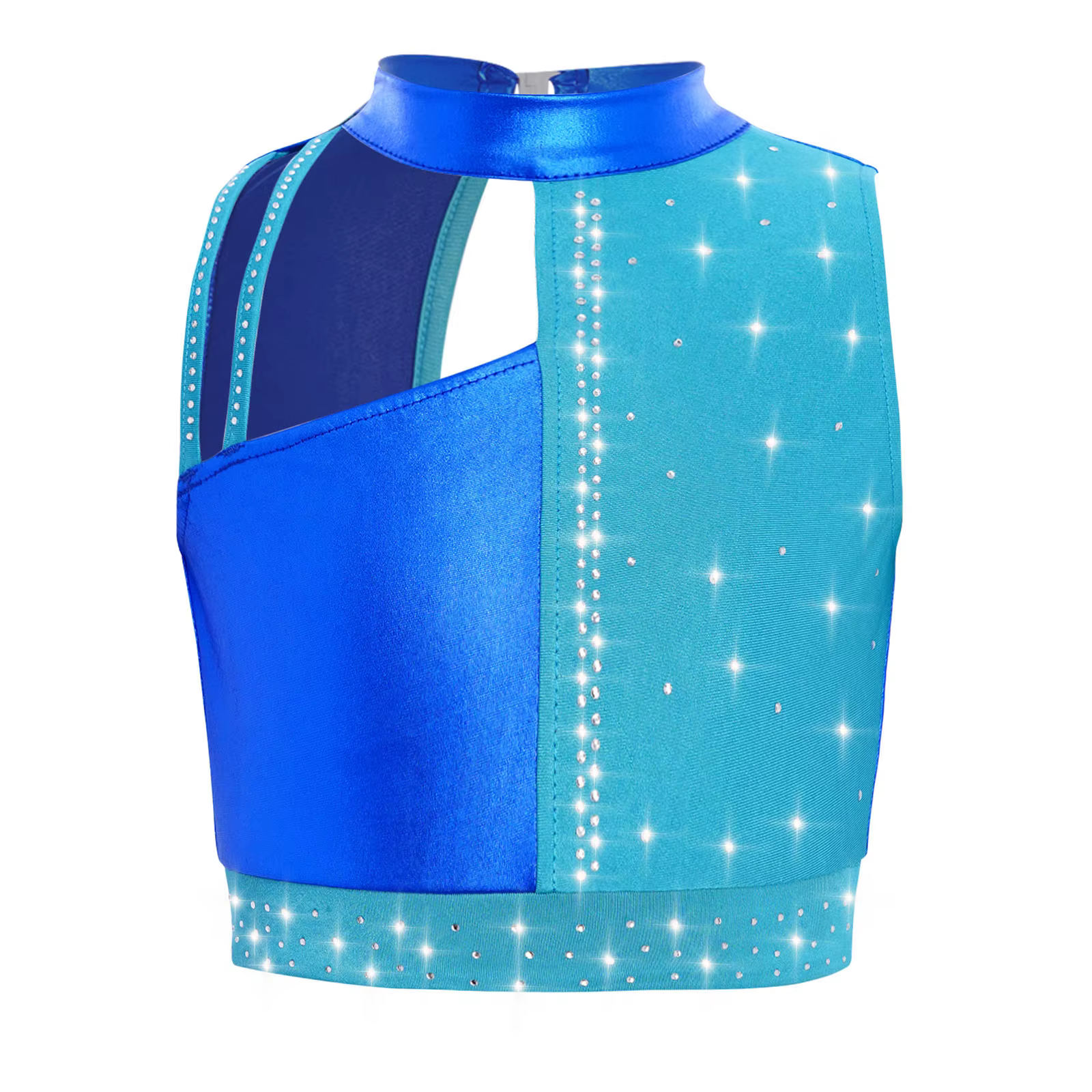 Hauts de danse de gymnastique pour enfants filles, Costume de spectacle d'entraînement, col montant,
