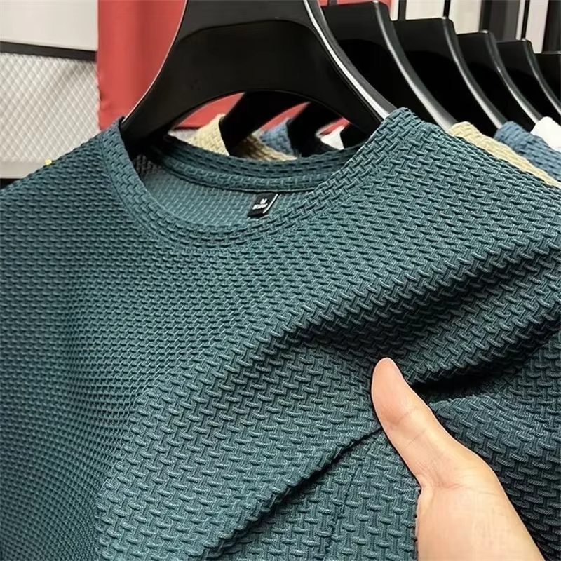 T-shirt d'été à manches courtes et col rond pour hommes, surdimensionné, résistant aux rides, haut r