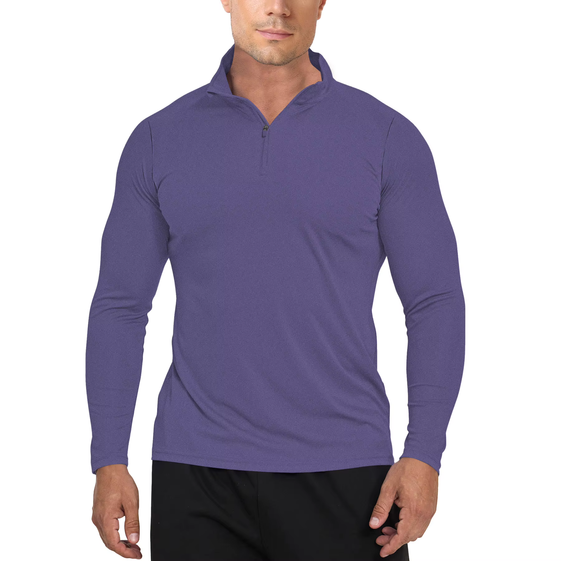 Pull de golf pour homme à col zippé, manches longues, UPF 50+, Dry-Fit, pour la course à pied