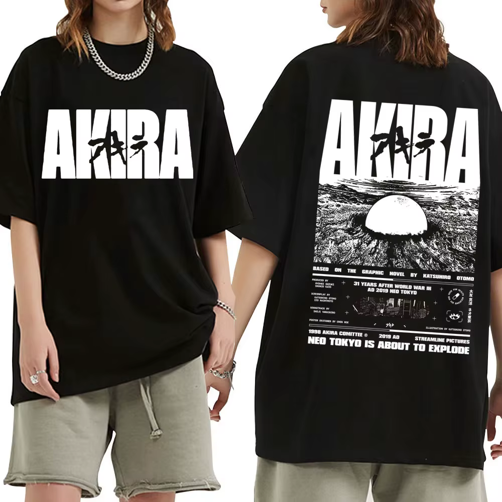 T-shirt graphique de science-fiction japonais pour hommes et femmes, grand t-shirt rétro, film d'ani