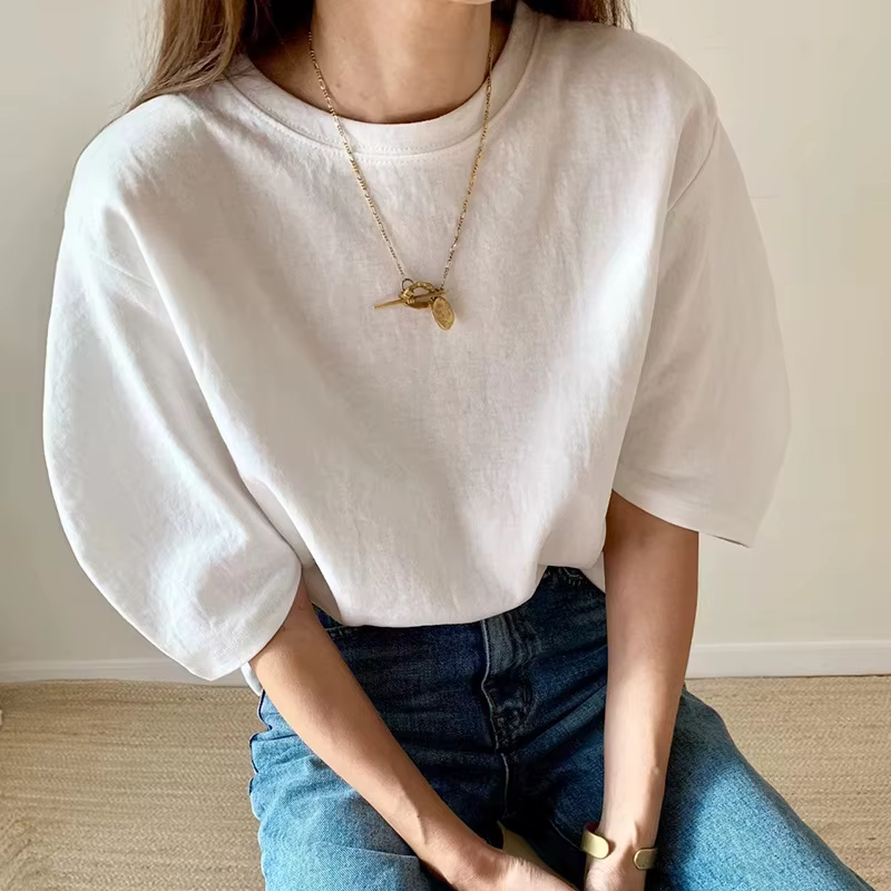 Coton 2025 nouveau T-shirt d'été femmes élastiques vêtements pour femmes haut surdimensionné T-shirt
