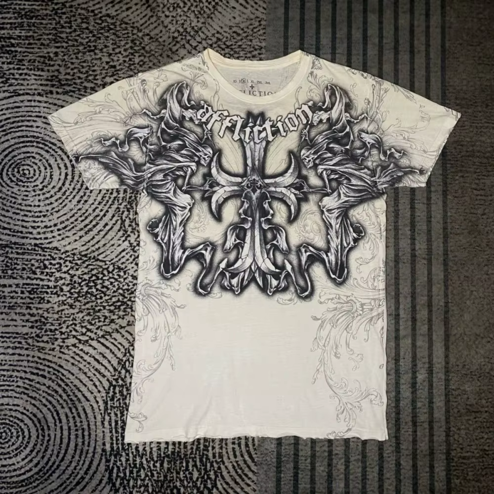 T-shirt d'été pour hommes, style gothique européen et américain, imprimé crâne, confortable, respira