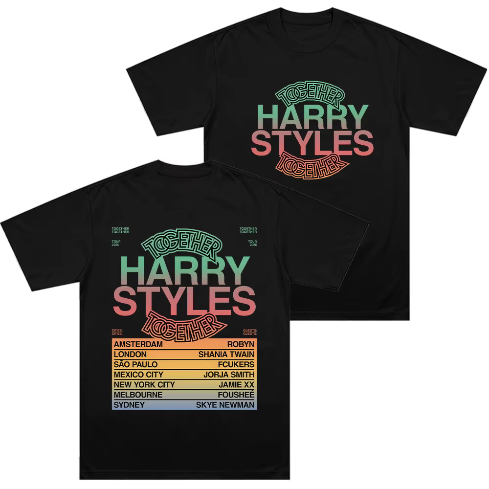 T-shirts HarryStyle Together Tour 2026, col rond, en coton, confortables, à manches courtes, tendanc