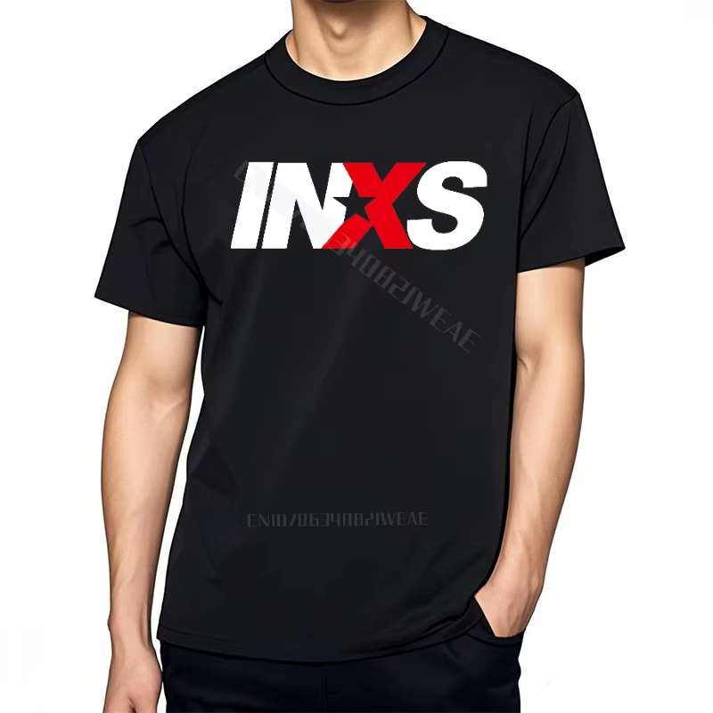Teeshirts marque t-shirt décontracté confortable chemise à manches courtes Logo Inxs sur chemise noi
