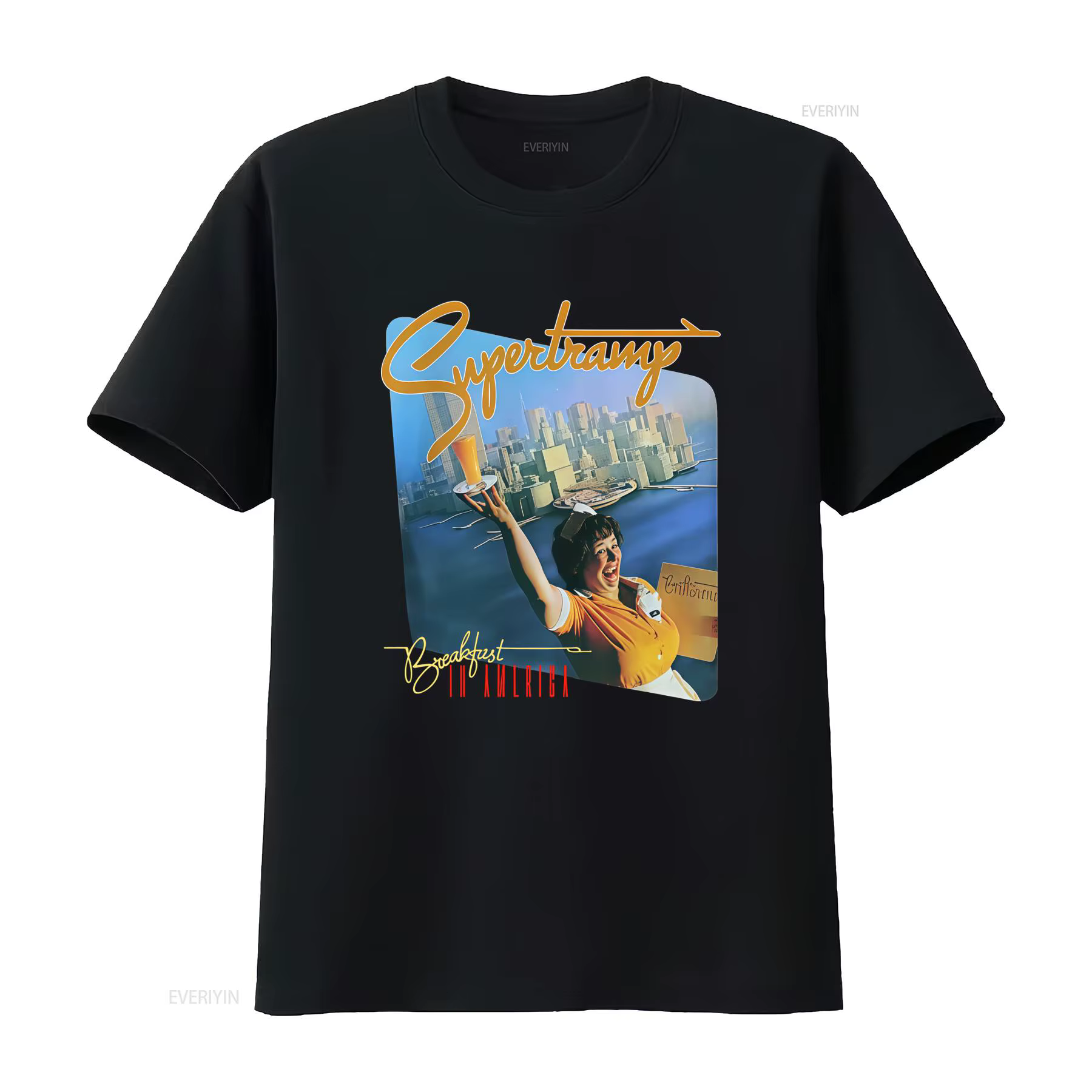 T-shirt Supertramp Breakfast In America Rock Band, design rétro, impression de haute qualité, parfai