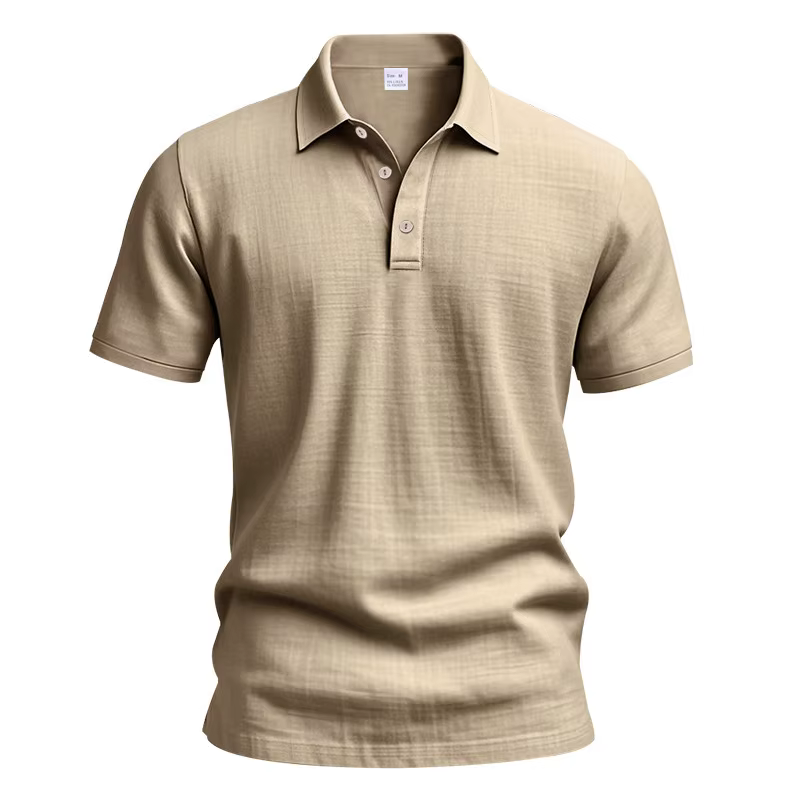 Chemises polo en lin uni pour hommes, style britannique, respirantes, col rabattu, décontractées, ma