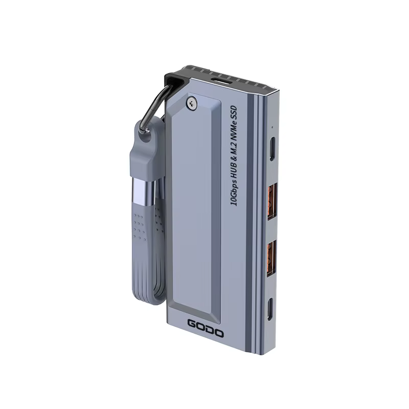 Boîtier de disque dur SSD NVMe M.2 GODO, USB3.2 Gen 2 10 Gbps, PD 100 W, adaptateur 4 en 1, station