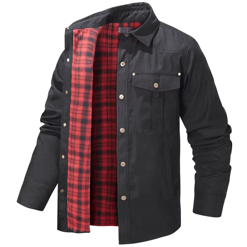 Chemise à carreaux en glouton pour hommes, veste décontractée, revers rétro, chemises chaudes en cot