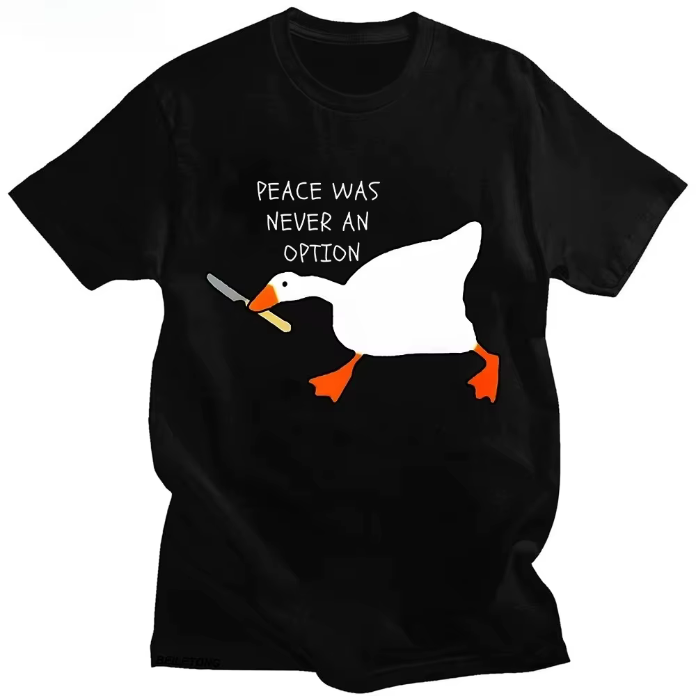 Untitled Goose Game Peace Was Never An Option T-shirt graphique décontracté d'été à manches courtes