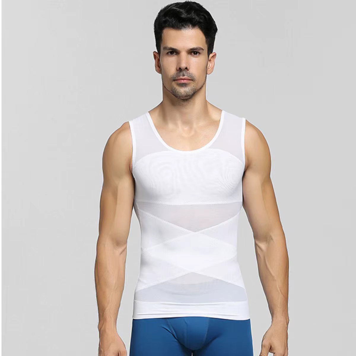 Débardeur de compression pour hommes, gaine amincissante, contrôle poitrine et ventre, pour l'entraî