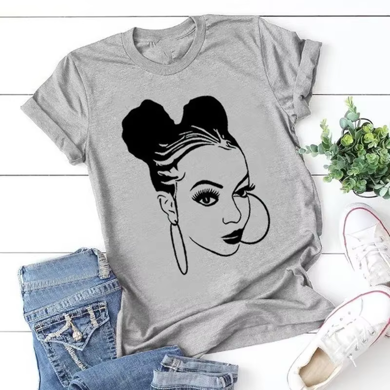 Fille africaine imprimer t-shirt femmes à manches courtes col rond t-shirt ample été femmes t-shirt