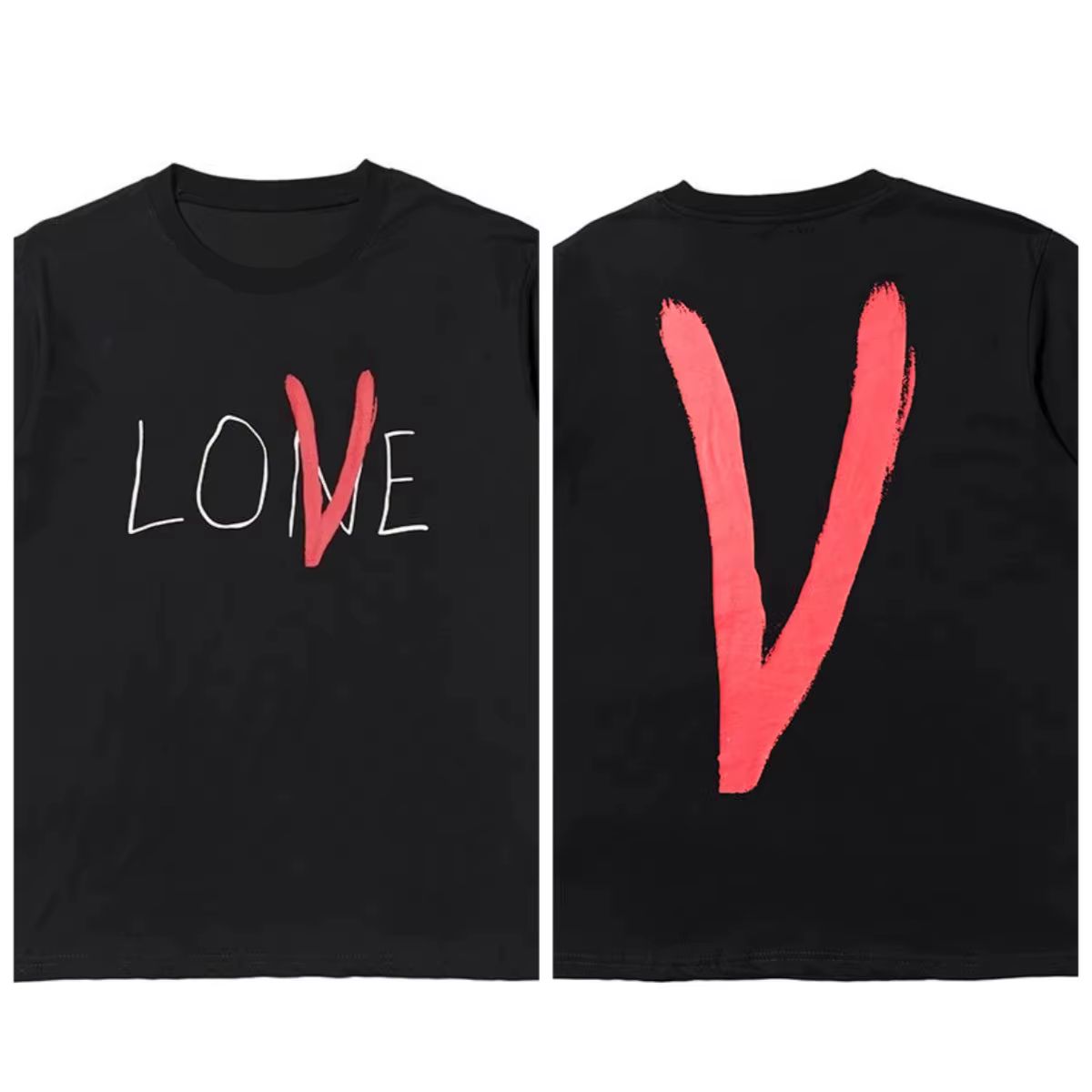 Nouveau T-shirt ample à manches courtes VLONE LIFE Limited 19ss avec imprimé lettres Graffiti LOVE p