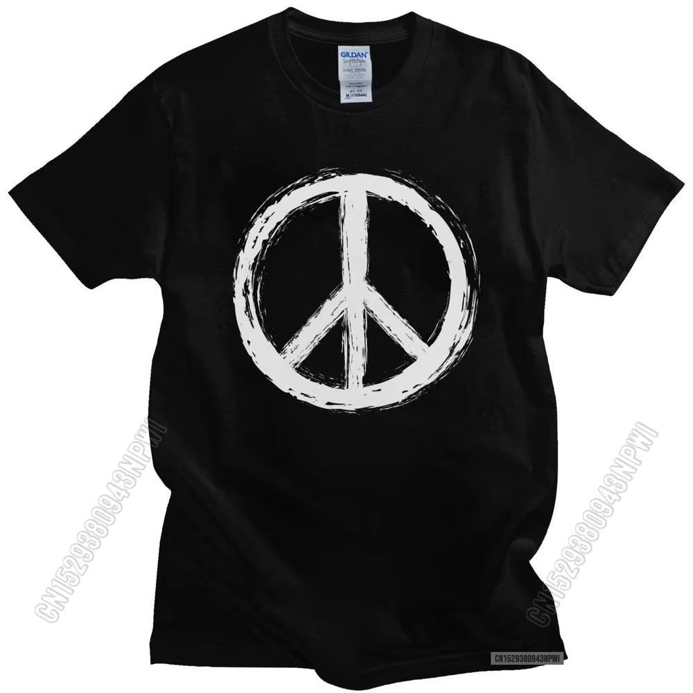 Vintage signe de paix T-Shirt hommes à manches courtes uniforme décontracté T-Shirt hauts 100% coton