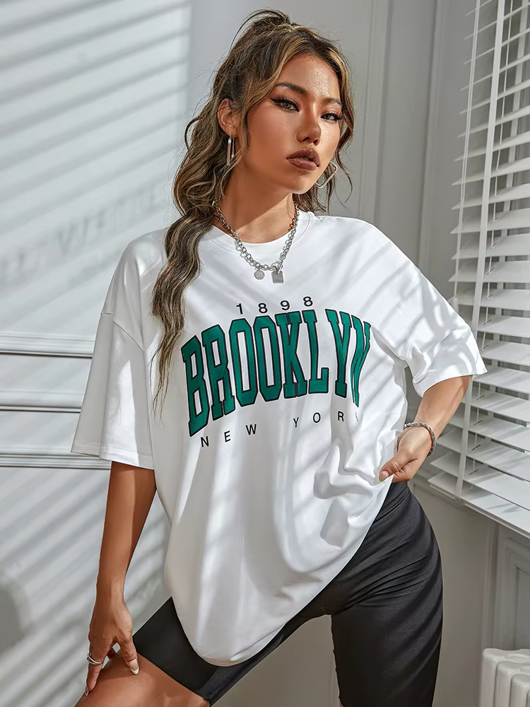T-shirt imprimé BROOKLYN pour hommes et femmes, mode estivale décontractée, hauts pour femmes de sty