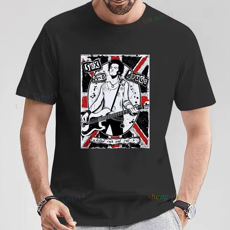 Camisetas Sex Pistols t-shirt Punk Band Vintage pas cher matériel Polyester hommes été à manches cou
