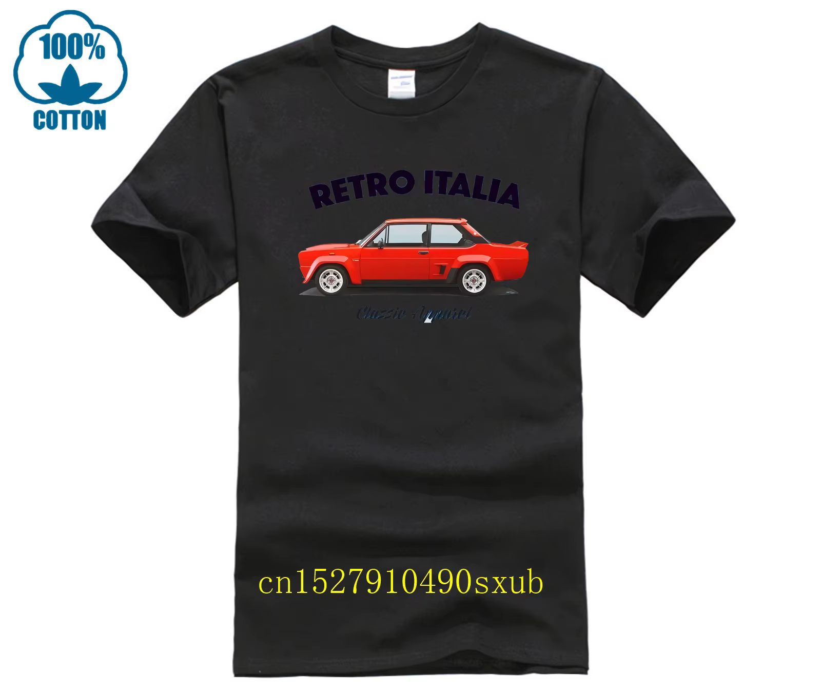 T-shirt FIAT 131 ABARTH STRADALE. RÉTRO ITALIE. VOITURE CLASSIQUE. CHAMPION RALLY