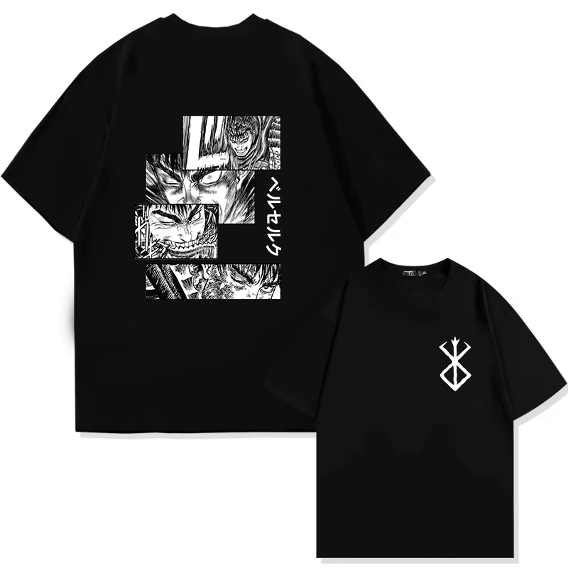 Japon Anime Berserk T-Shirt Guts imprimé graphique T-Shirt hommes 90s été à manches courtes décontra