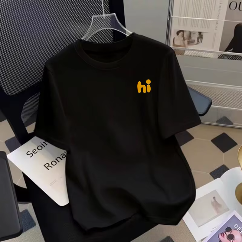 T-shirt personnalisé à manches courtes et col rond pour hommes et femmes, en pur coton imprimé, moti