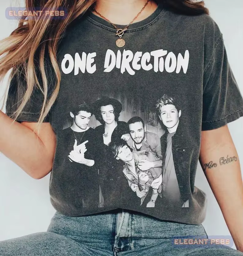 Chemise vintage One Direction Pop Music, chemise graphique One Funny Direction, chemise rétro One Di