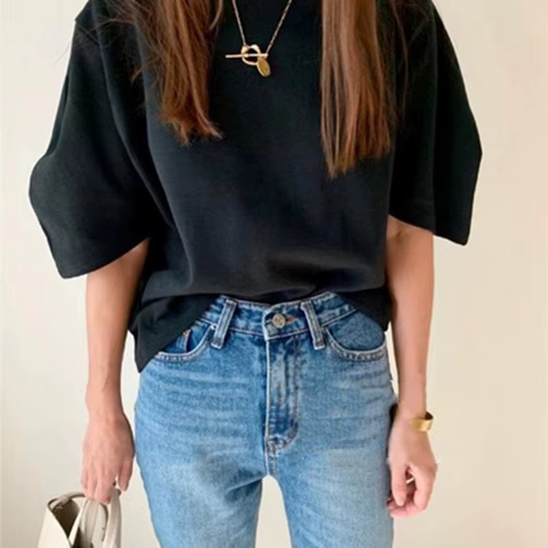 Coton 2025 nouveau T-shirt d'été femmes élastiques vêtements pour femmes haut surdimensionné T-shirt