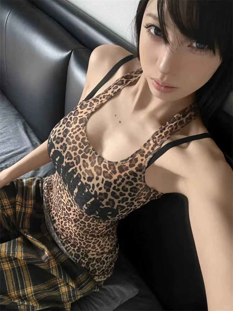 Imprimé léopard haut pour femme Streetwear esthétique trajet T-shirt rétro Sexy Y2K culture hauts co