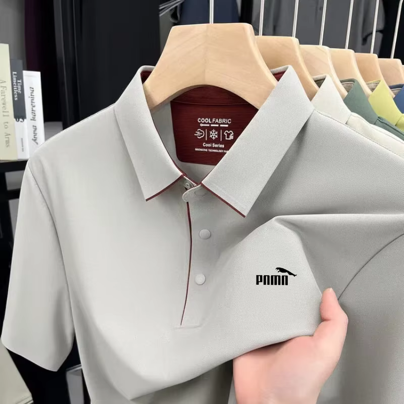 Polo de sport tendance à manches courtes, imprimé, de marque, haut de gamme, en soie glacée, confort