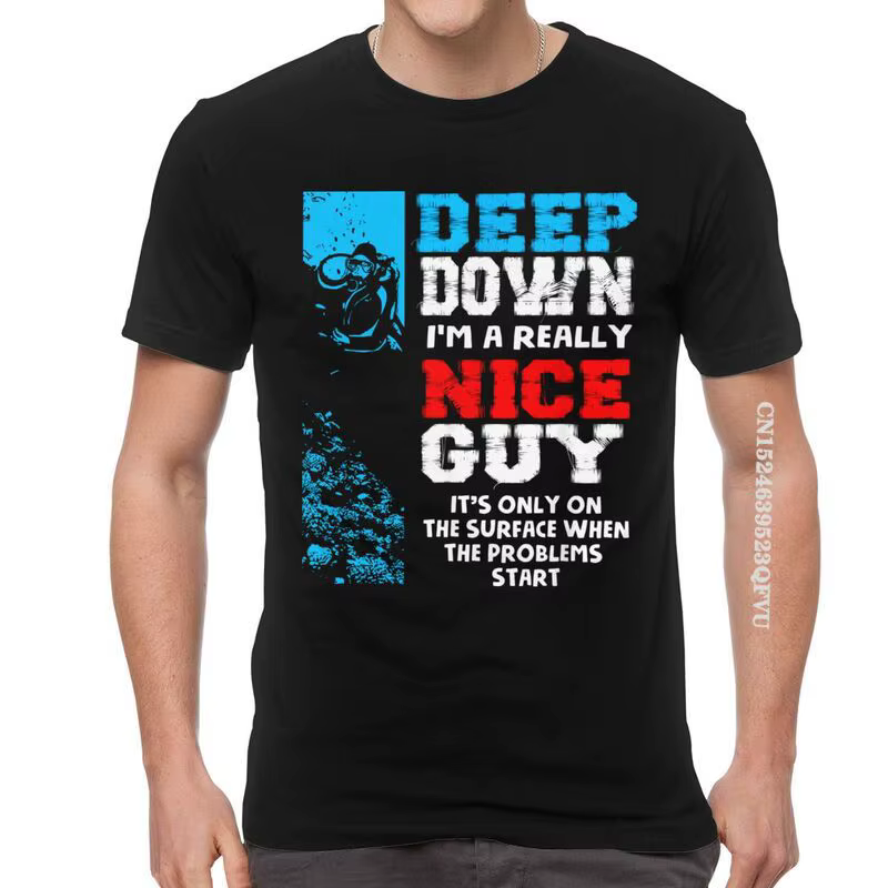 Drôle Plongée T-shirt Hommes Coton Surdimensionné T-shirts Fond Gi UN Gars Vraiment Sympa T-shirts N