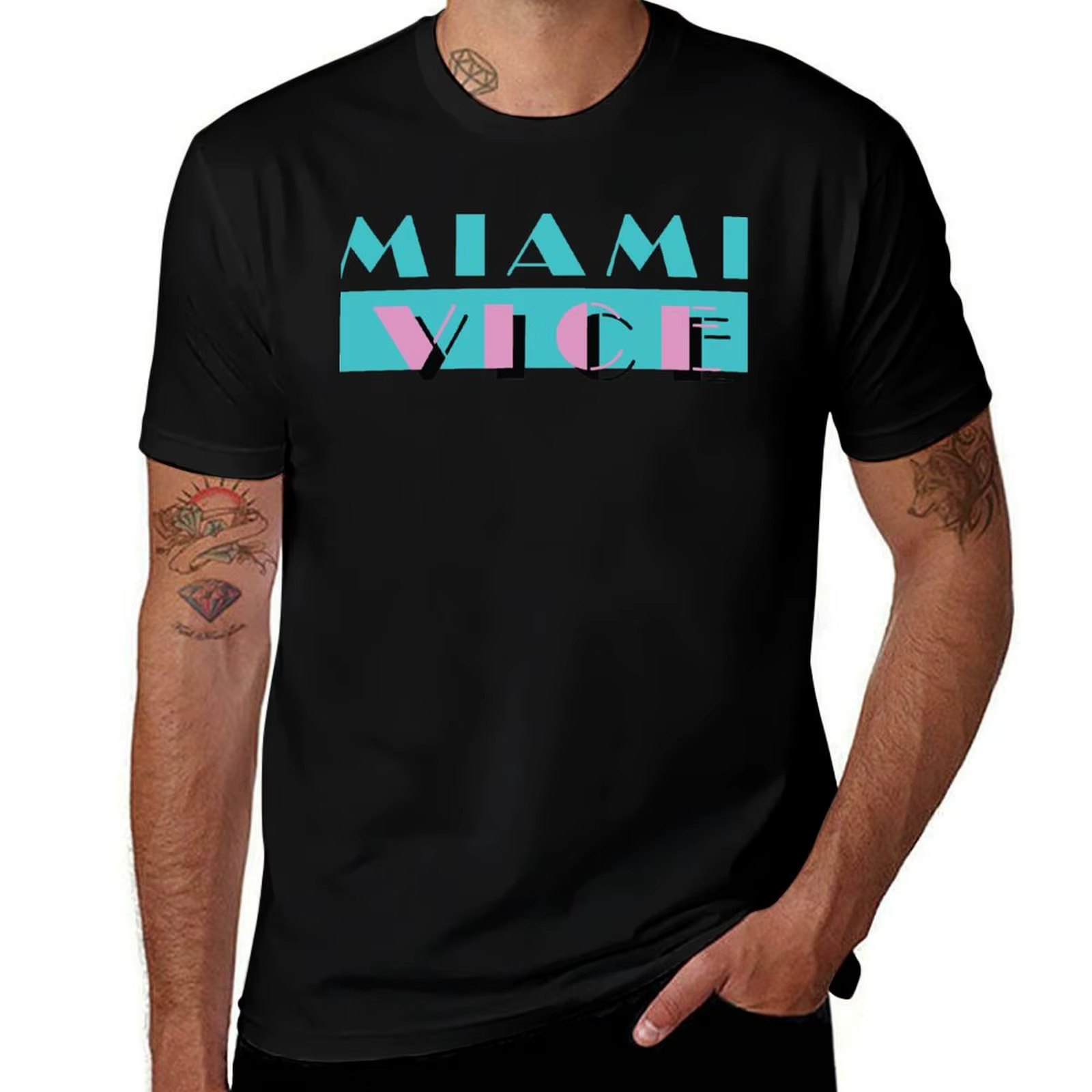 T-shirt Miami Vice à manches courtes avec imprimé classique