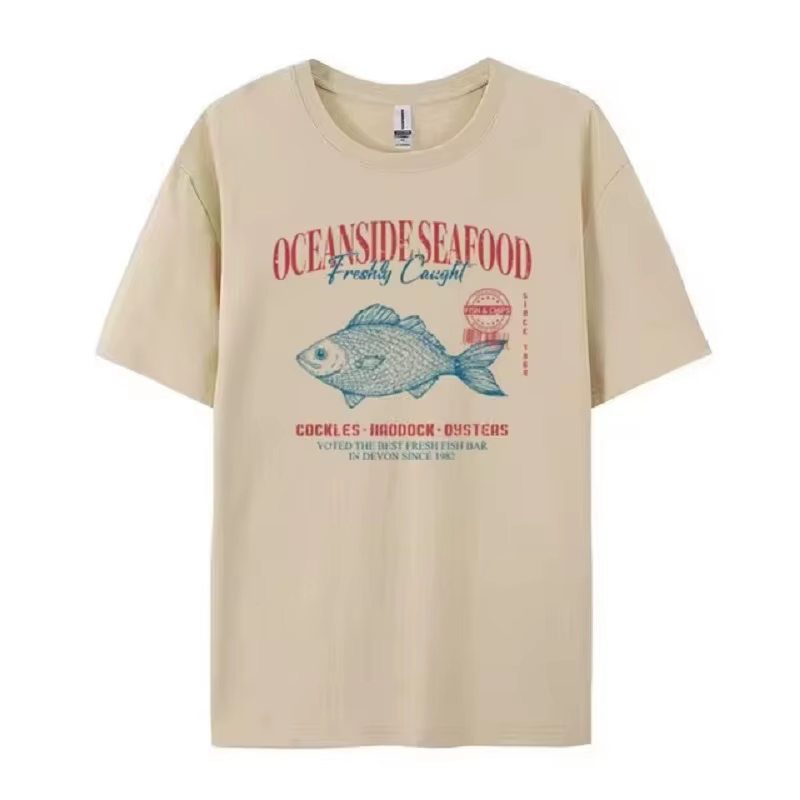 Fruits de mer graphique T-Shirt Grunge esthétique Streetwear t-shirts coton mode surdimensionné femm