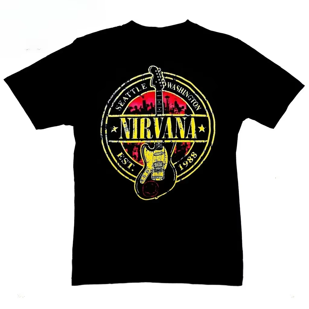 T-shirt de la groupe de musique Nirvana pour hommes et femmes, T-shirt de marque de luxe à manches c