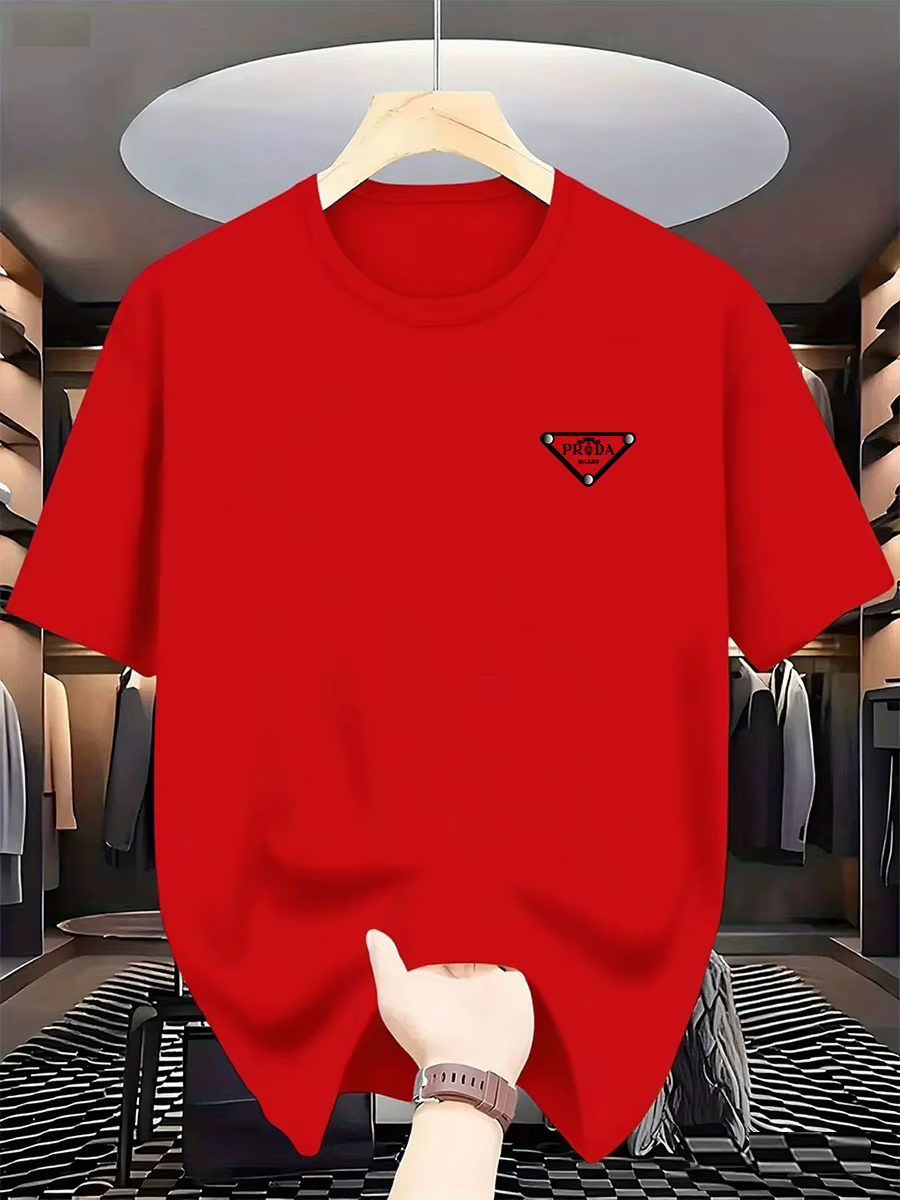 T-shirt imprimé pour homme, tendance mode milanaise 2026, marque internationale, coton pur, col rond